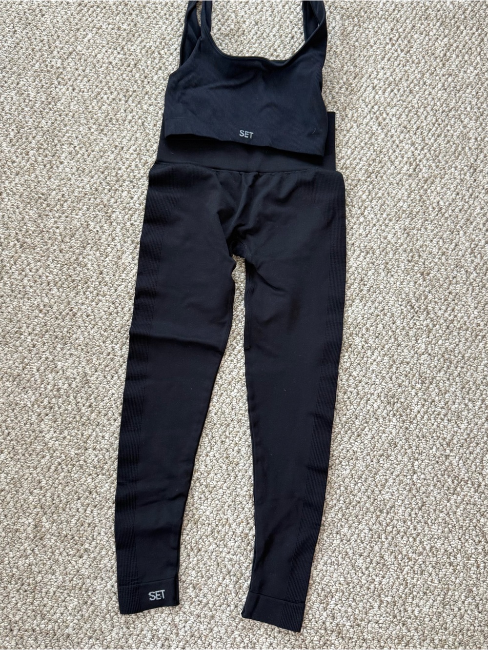 SET Active Black Seamless Leggings and Bra set